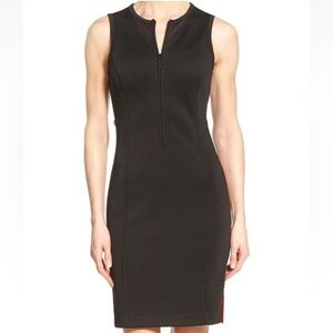 Michael Kors Black Sleeveless Zip Front Sheath Dress Size 8 Scuba Stretch